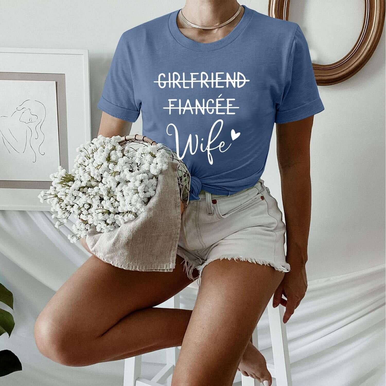 Girlfriend Fiancee Wife Shirt Women Bride Honeymoon Vacation Tees Valentine Gift